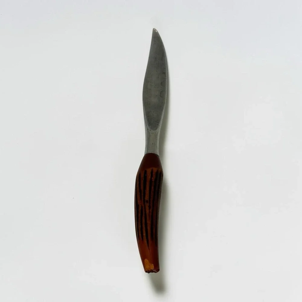 VTG Rodgers Sheffield England Stainless Steak Knife Faux Wood Handle 10.5